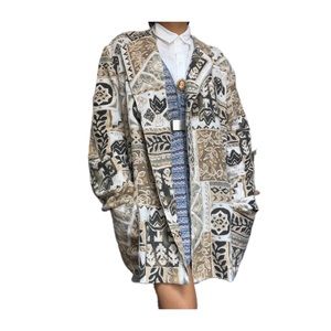 Vintage abstract Print Multicolored Oversized Blazer